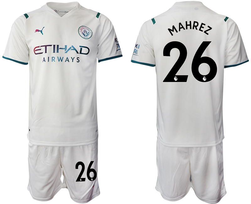 Men 2021-2022 Club Manchester City away White #26 Soccer Jersey